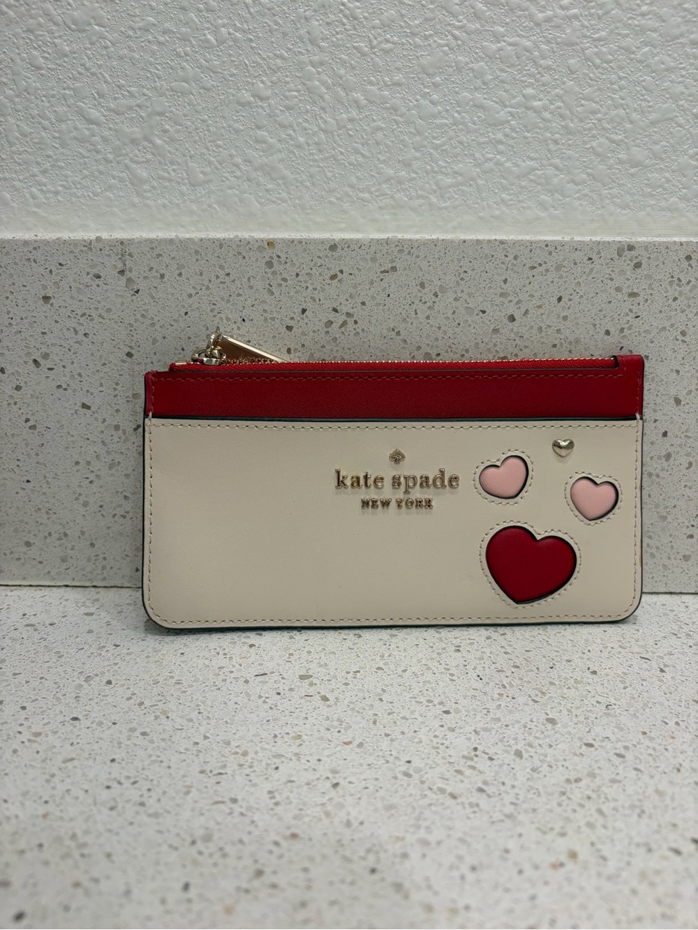 Kate Spade Women’s Wallet Sweet Heart Wallet Cardholder Pink Red Hearts EUC